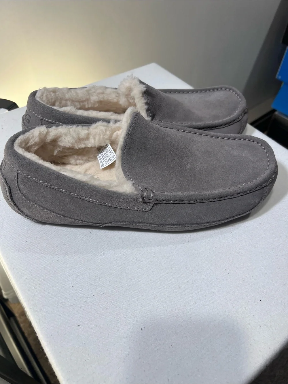 UGG ASCOT GREY SUEDE Men's size 11, new no box Grey Fleece-Lined Slippers